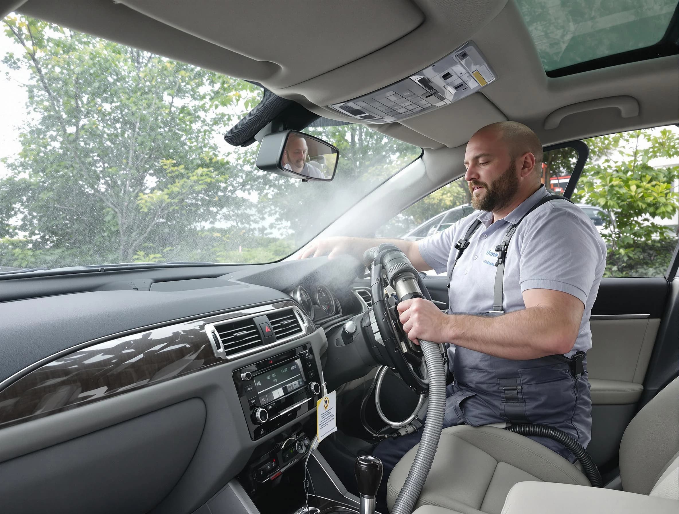 Dedham Air Duct Cleaning specialist performing professional car duct cleaning in Dedham