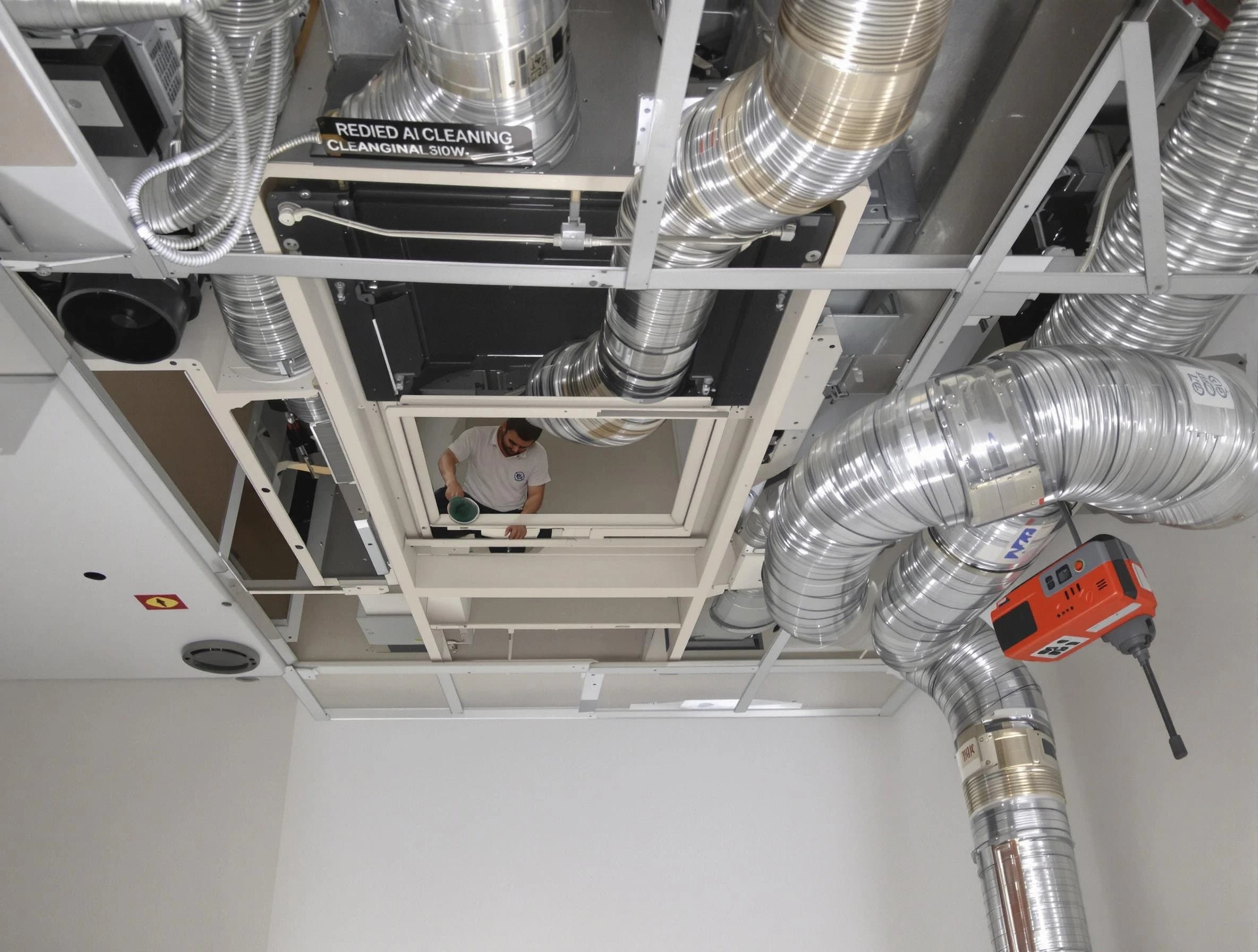 Dedham Air Duct Cleaning technician performing detailed central duct system cleaning in Dedham