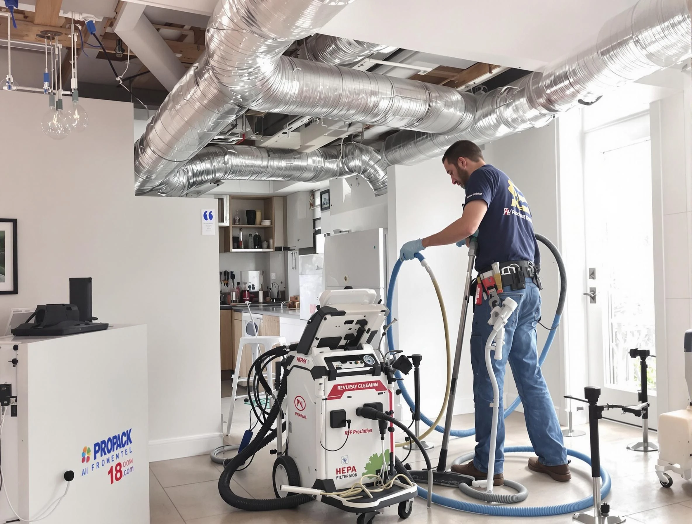 Dedham Air Duct Cleaning technician performing advanced pure duct cleaning with specialized equipment in Dedham
